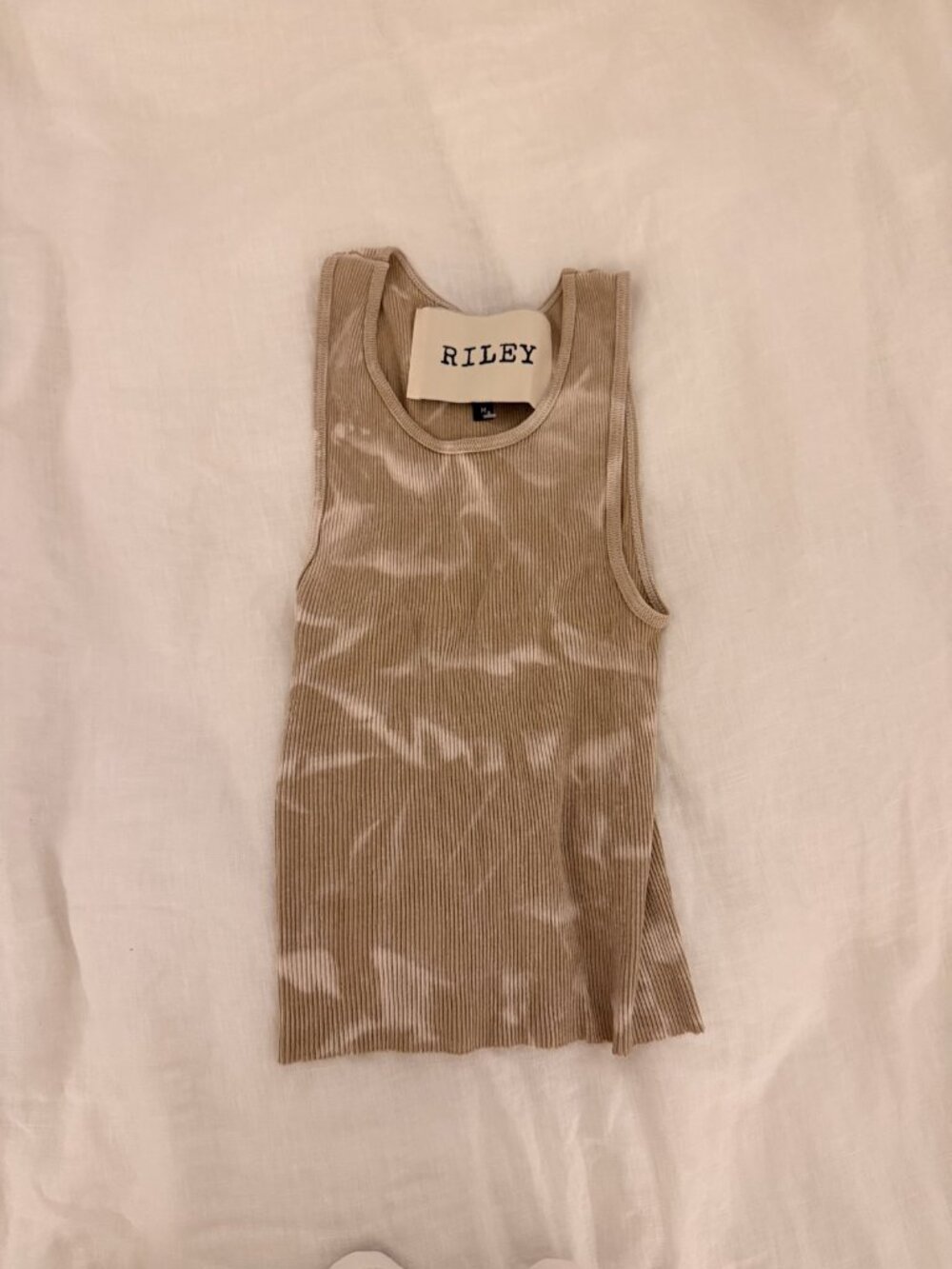 Riley Ribbed Tank Top Tan Beige Size M